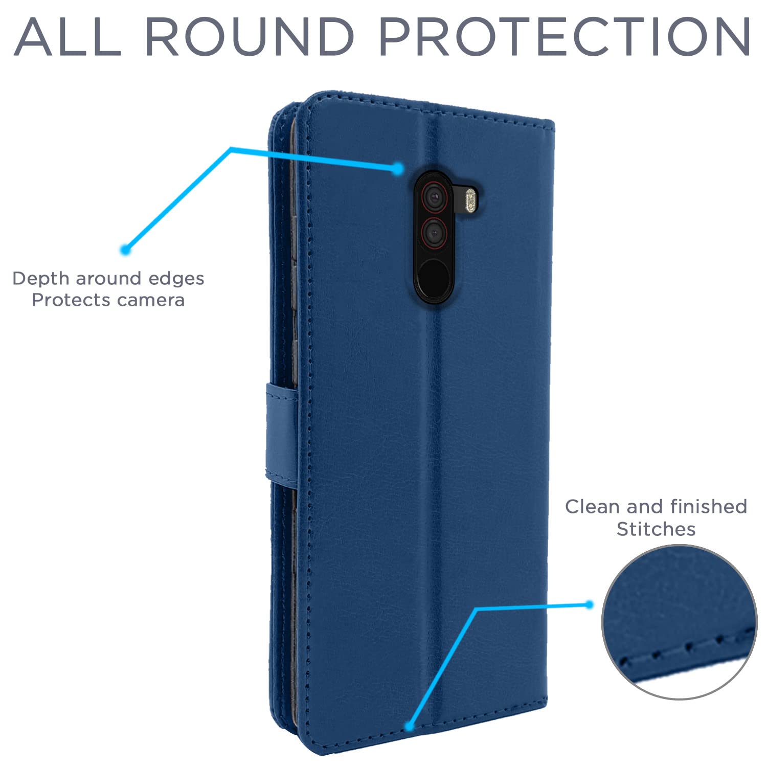 Pikkme Mi Poco F1 Vintage Flip Cover | Blue