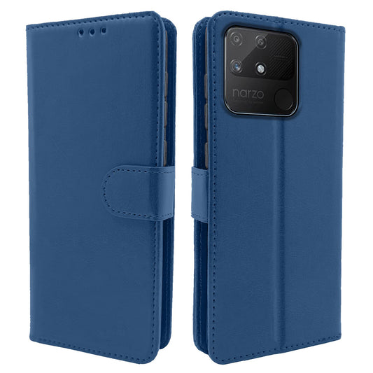 Pikkme Realme Narzo 50A Vintage Flip Cover | Blue