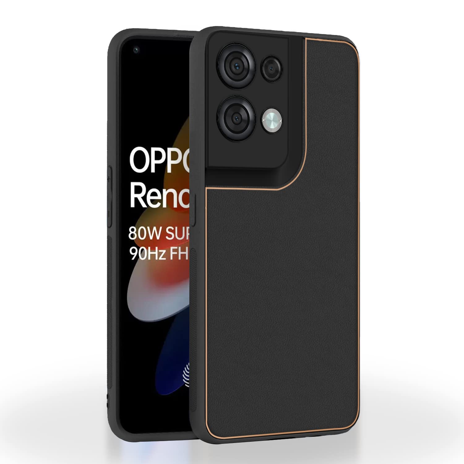 Pikkme Oppo Reno 8 5G Leather Chrome Case | Black