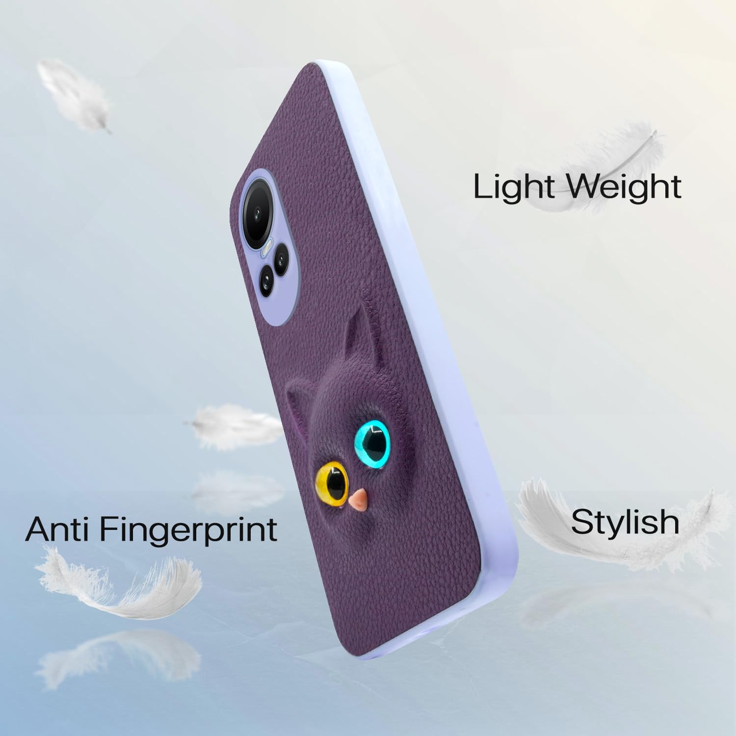 Pikkme Oppo Reno 10 5G Kitty Back Cover (Purple)