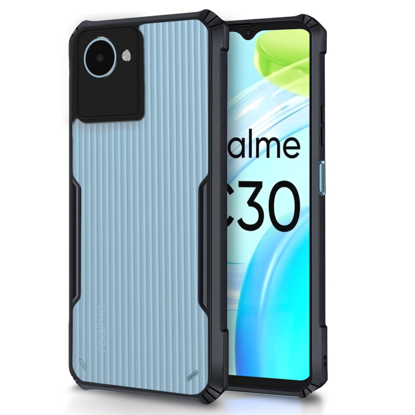 Pikkme Realme C30 Back Cover Crystal Clear Transparent Back Eagle Case (black)