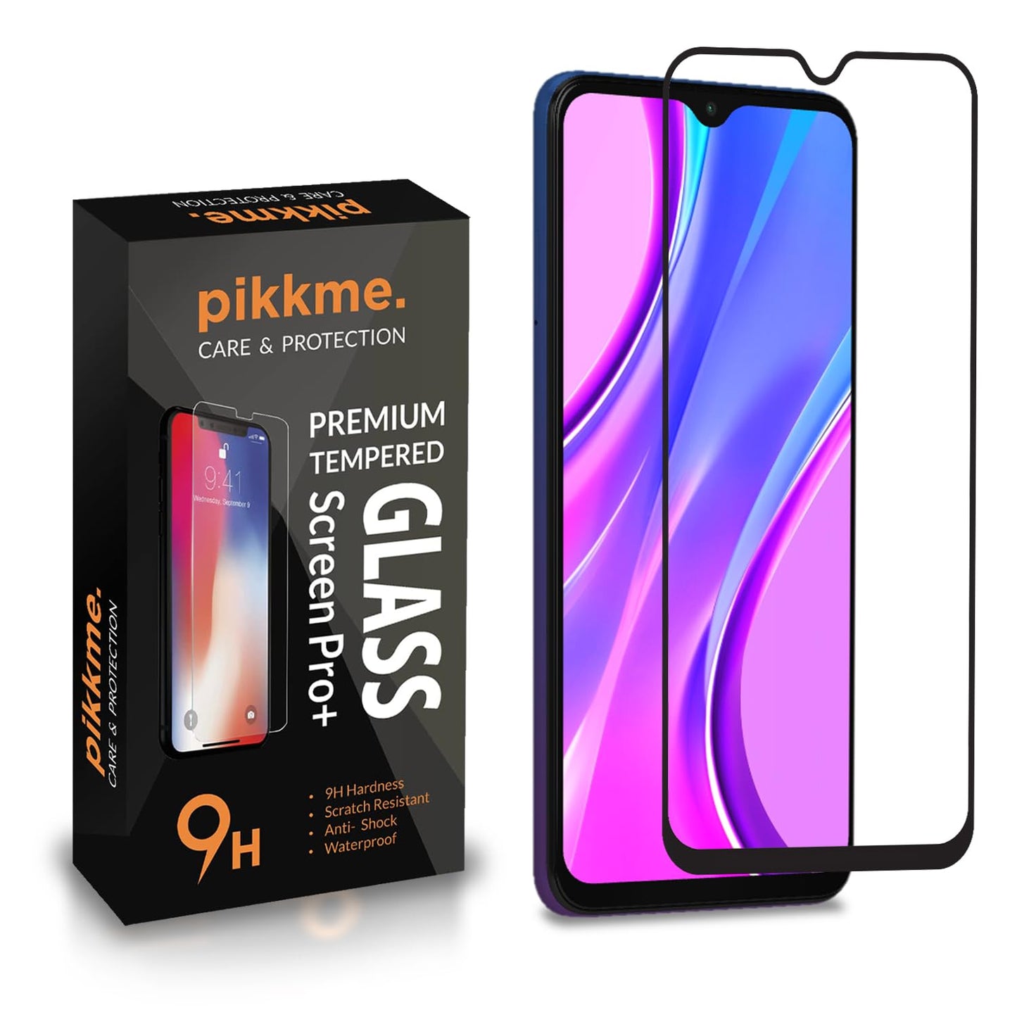 Pikkme Redmi 9 Prime Tempered Glass Screen Protector Edge To Edge Coverage With Easy Installation Kit