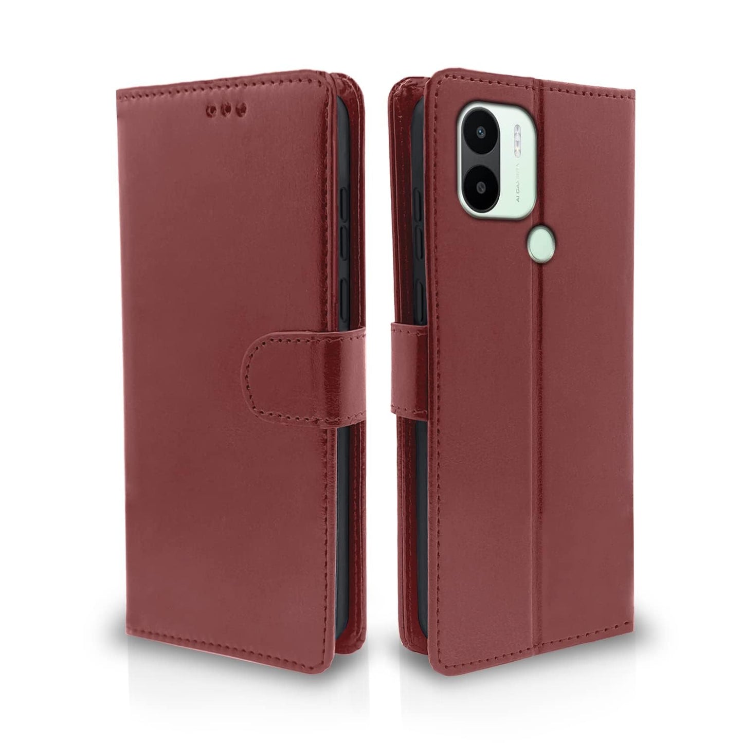 Pikkme Redmi A1 Plus Vintage Flip Cover | Brown