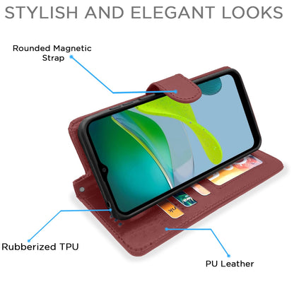 Pikkme Moto E13 Vintage Flip Cover (Brown)