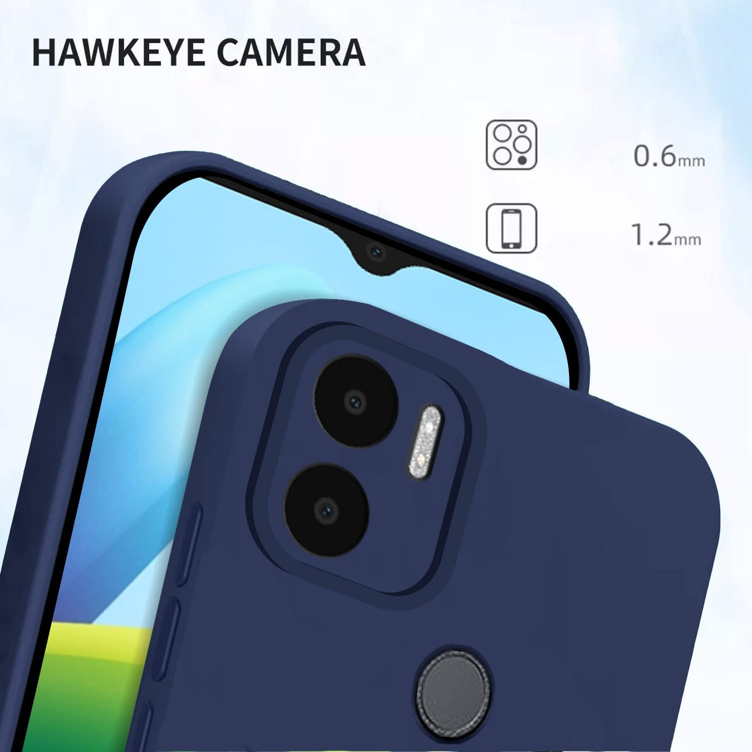 Pikkme Redmi A1 Plus/Poco C50 Soft Silicone Case with Camera Bumper Protection | Blue