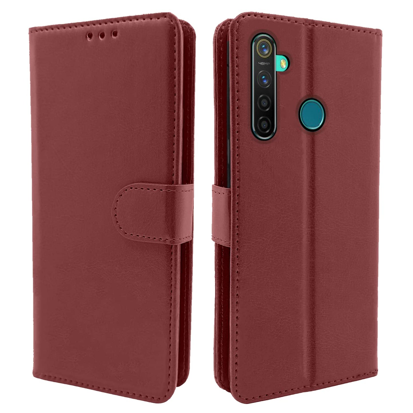 Pikkme Realme 5 Pro Vintage Flip Cover | Brown