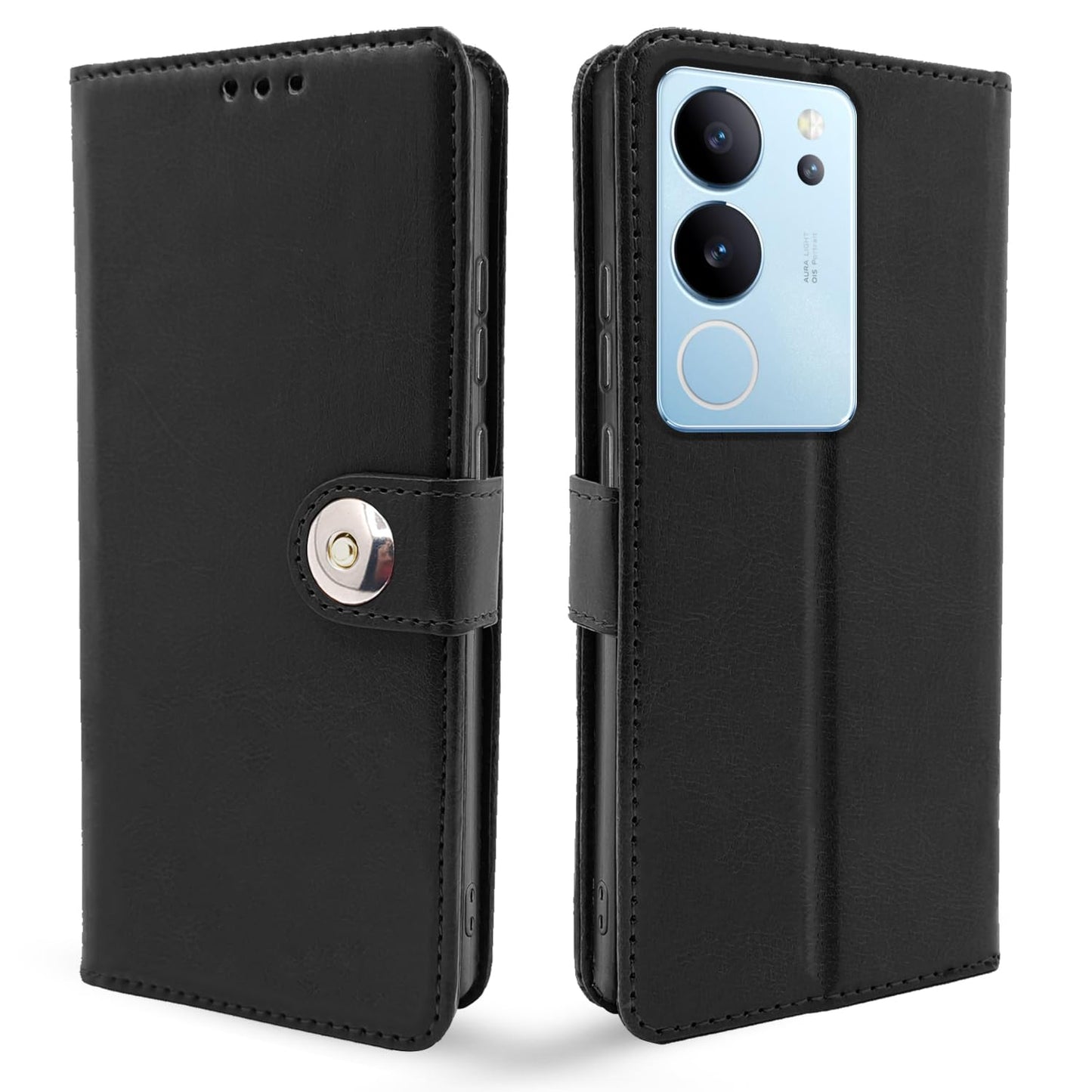 Pikkme Vivo V29 5G Button Flip Cover (Black)