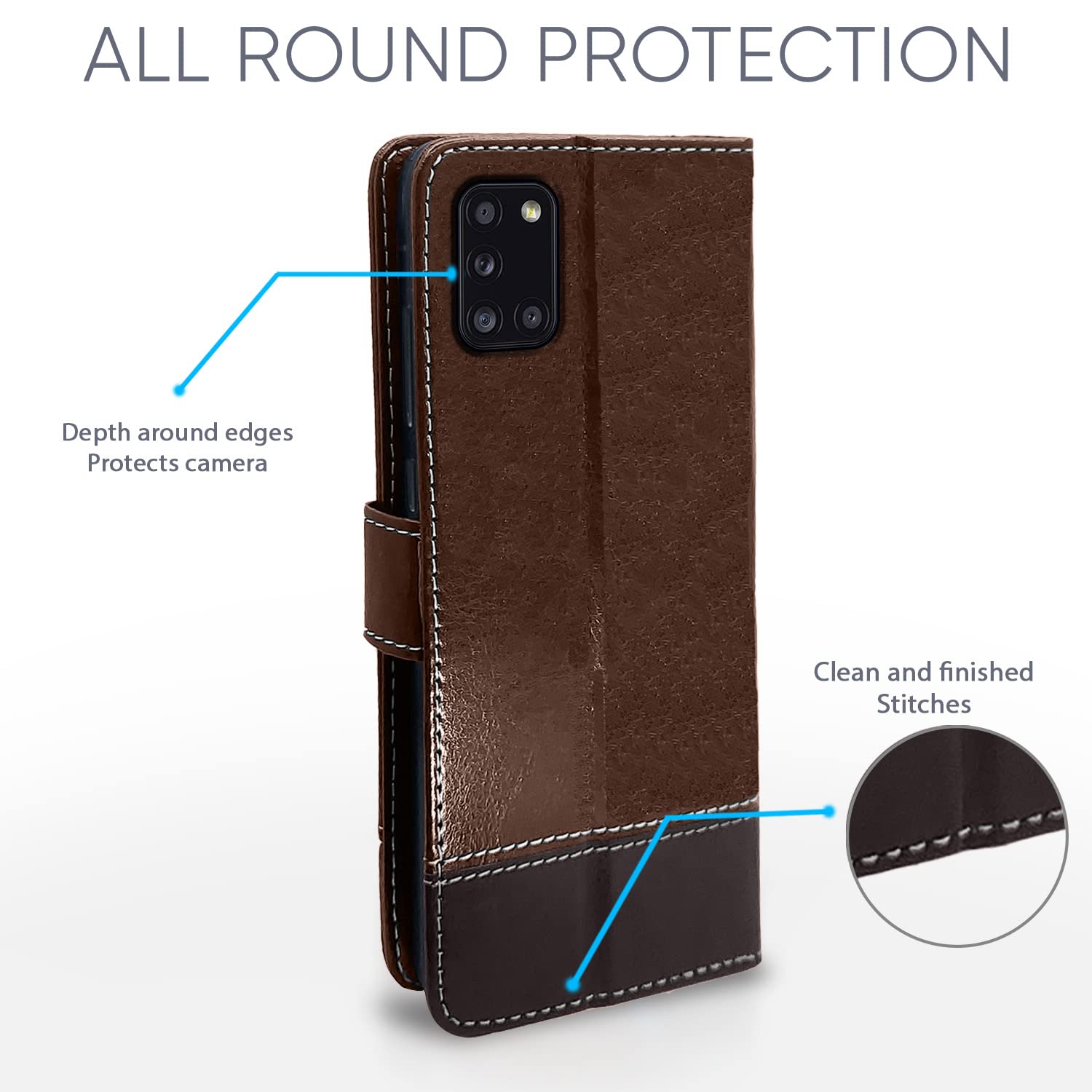 Pikkme Samsung Galaxy A31 Constrast Flip Cover | Brown & Coffee