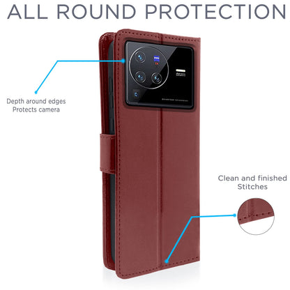 Pikkme Vivo X80 Pro Vintage Flip Cover | Brown