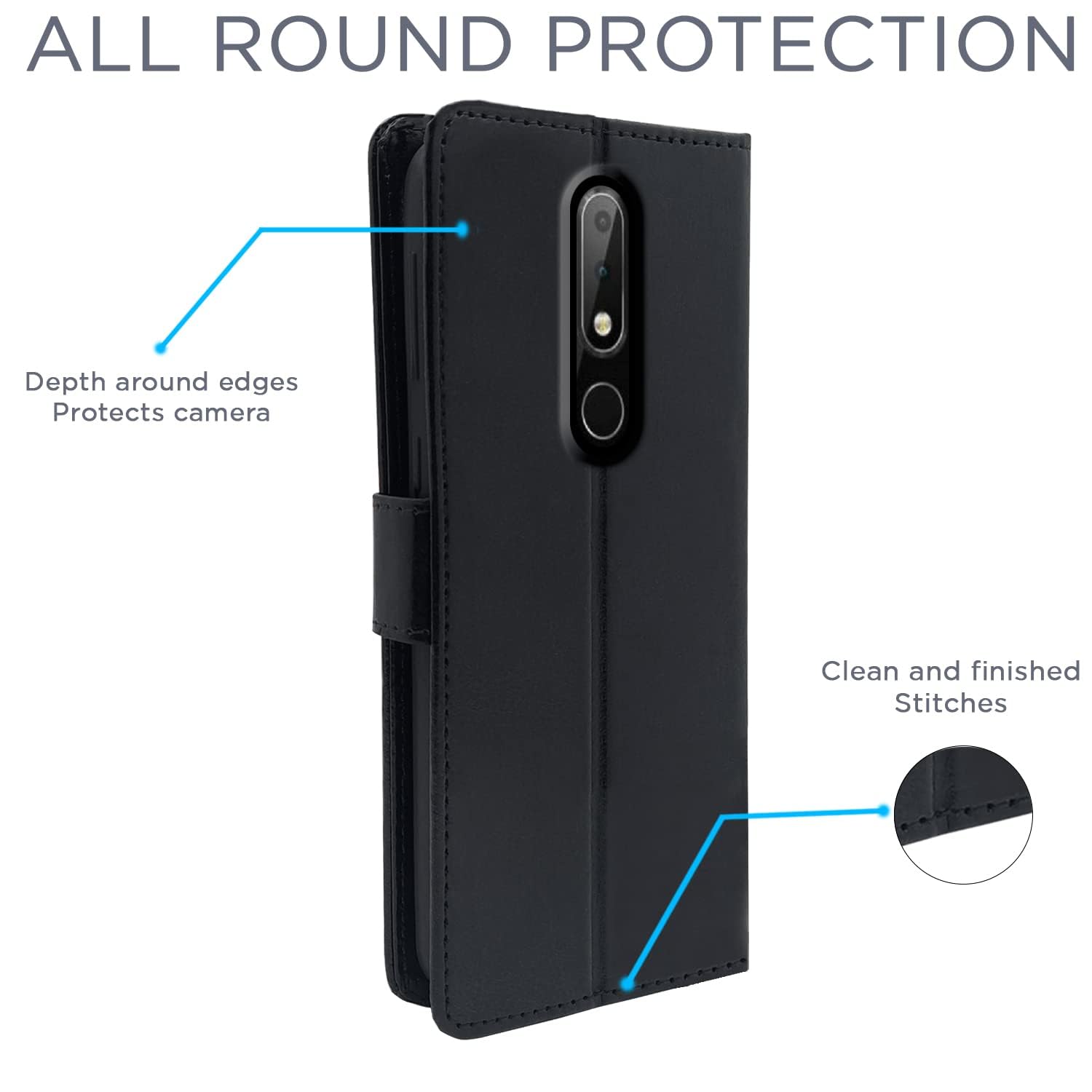 Pikkme Nokia 6.1 Plus / 6.1+ Vintage Flip Cover | Black