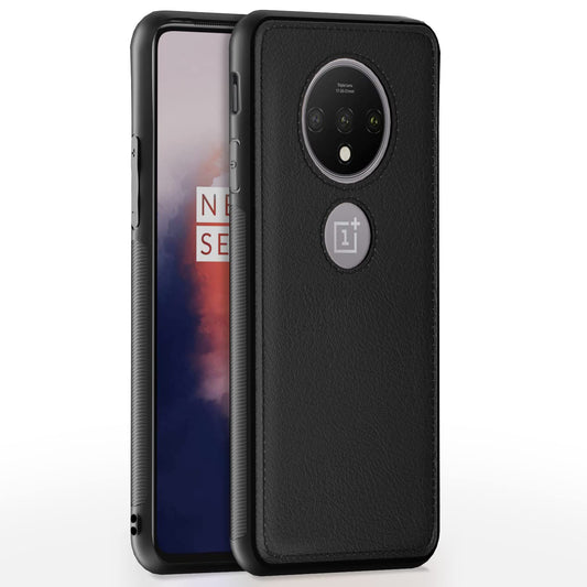 Pikkme OnePlus 7T Leather Back Cover | Black