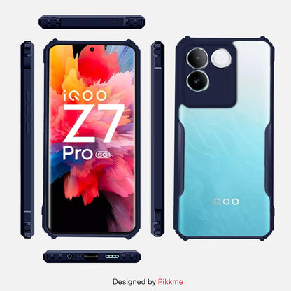 Pikkme iQOO Z7 Pro 5G Back Cover Crystal Clear Transparent Back Eagle Case (blue)