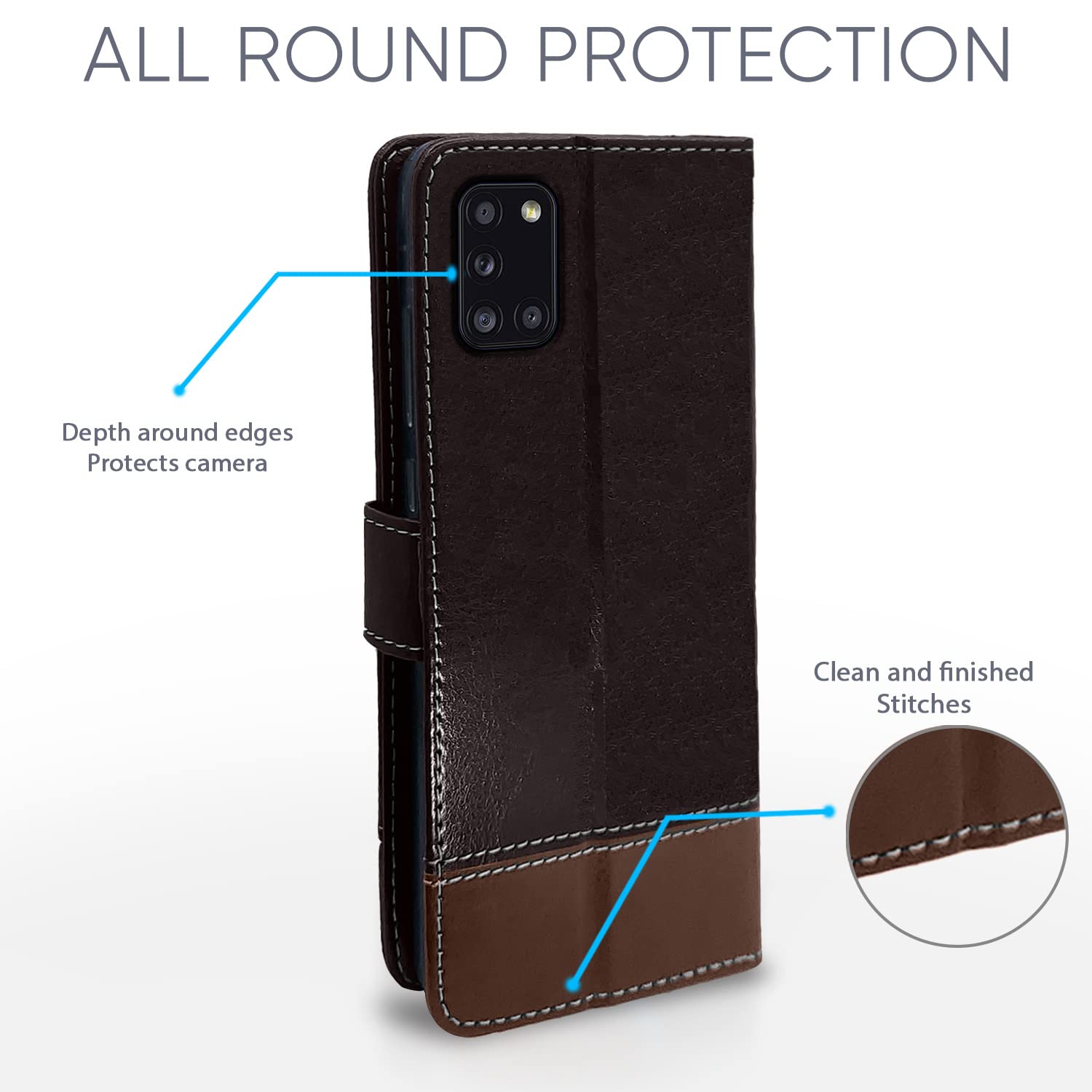 Pikkme Samsung Galaxy A31 Constrast Flip Cover | Coffee & Brown