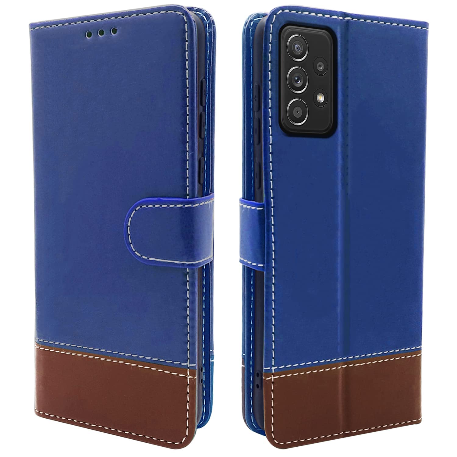 Pikkme Samsung Galaxy A73 5G Constrast Flip Cover | Blue & Brown