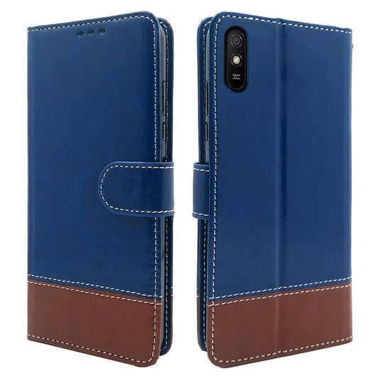 Pikkme Mi Redmi 9A / 9i / 9A Sport Constrast Flip Cover | Blue & Brown