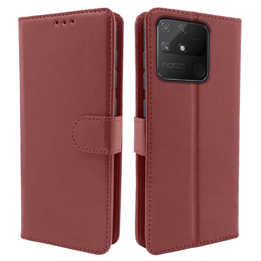 Pikkme Realme Narzo 50A Vintage Flip Cover | Brown