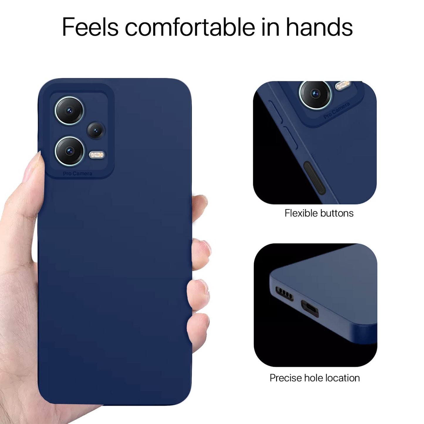 Pikkme Mi Redmi Note 12 Pro 5G Soft Silicone Case with Camera Bumper Protection | Blue