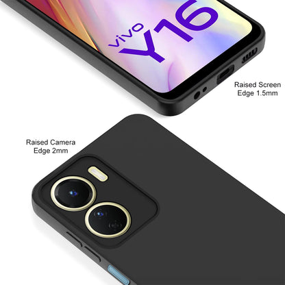 Pikkme Vivo Y16 Soft Silicone Case with Camera Bumper Protection | Black