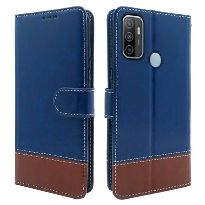 Pikkme Oppo A53 Constrast Flip Cover | Blue & Brown