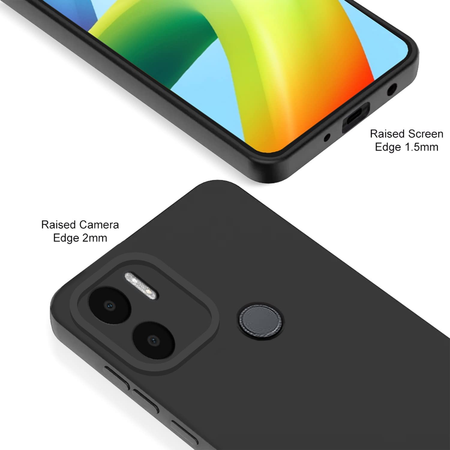 Pikkme Redmi A1 Plus/Poco C50 Soft Silicone Case with Camera Bumper Protection | Black