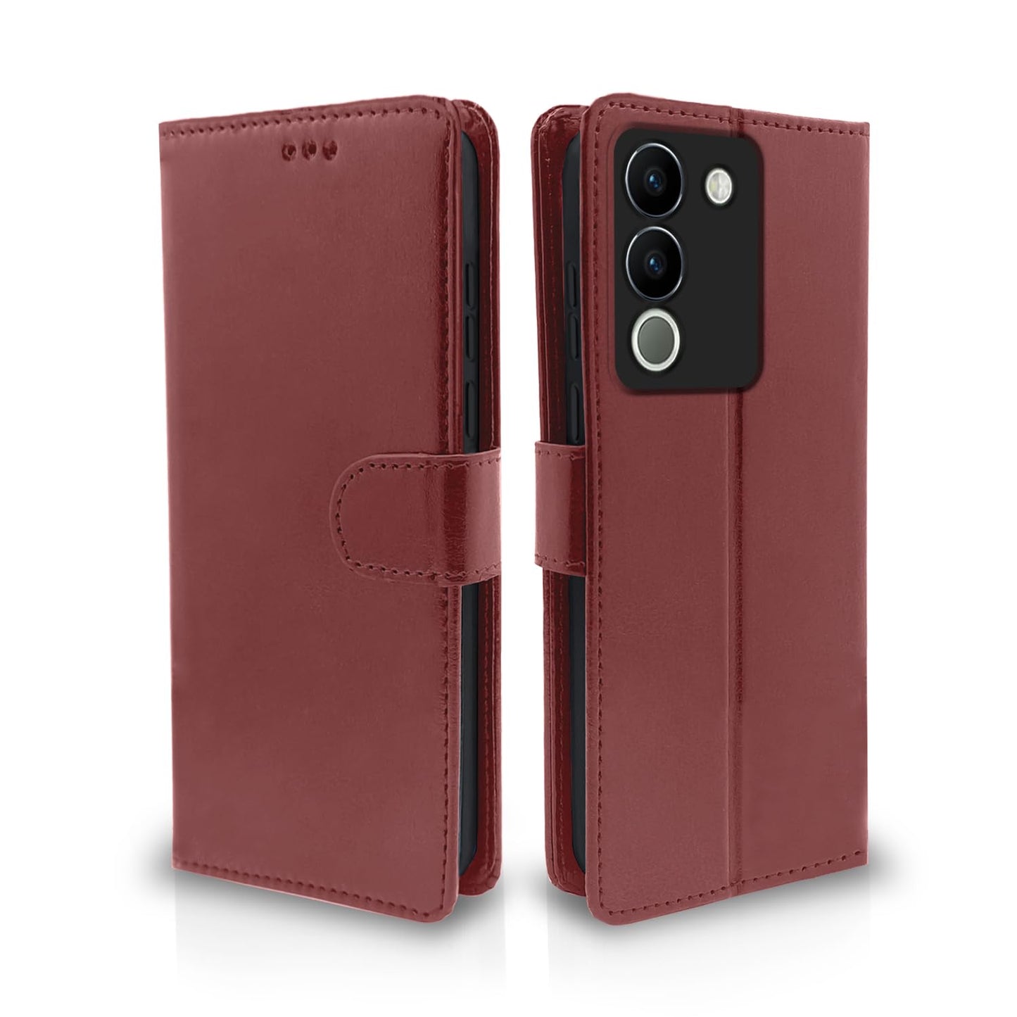 Pikkme Vivo Y200 5G Vintage Flip Cover (Brown)