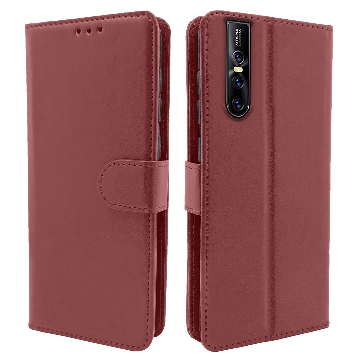 Pikkme Vivo V15 Pro Vintage Flip Cover | Brown