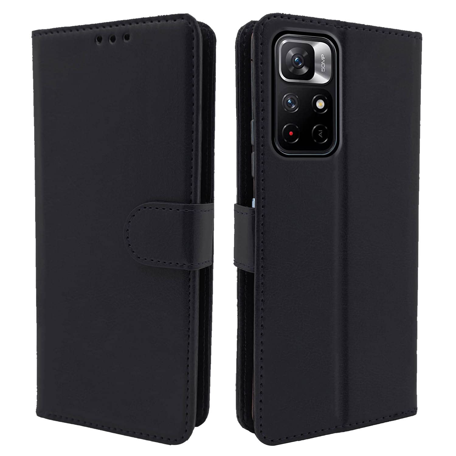 Pikkme Redmi Note 11T 5G / Poco M4 Pro 5G  Vintage Flip Cover | Black