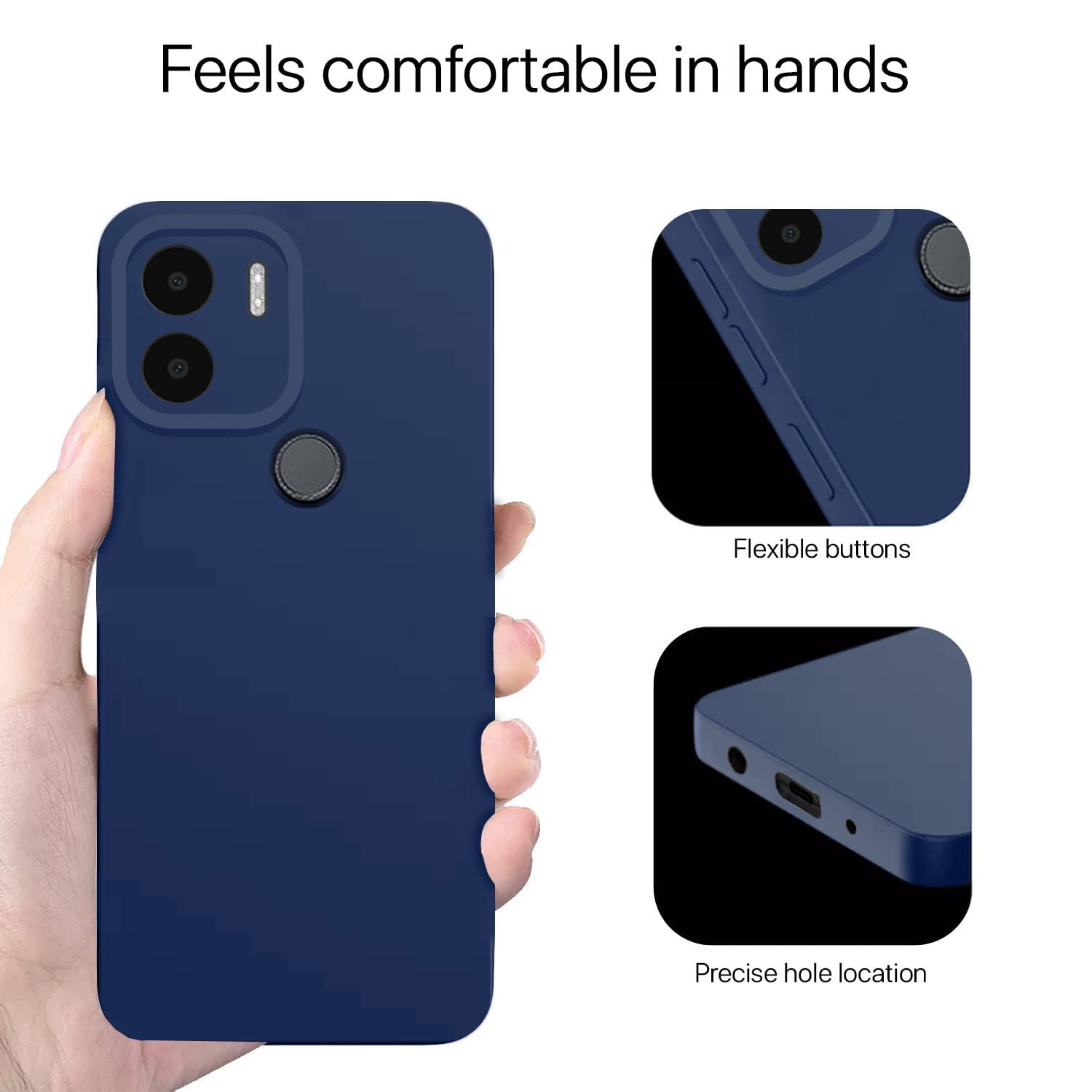 Pikkme Redmi A1 Plus/Poco C50 Soft Silicone Case with Camera Bumper Protection | Blue