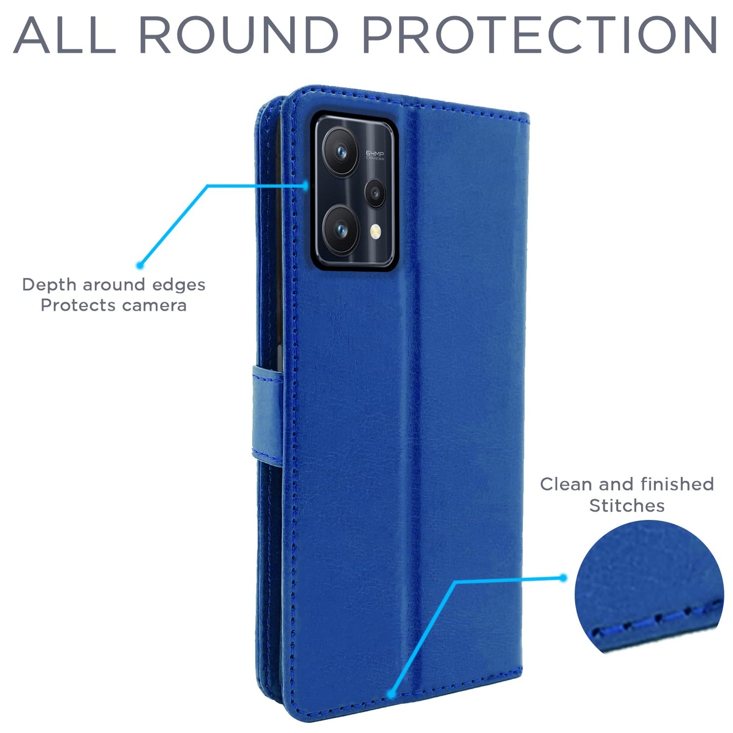 Pikkme Realme 9 Pro Vintage Flip Cover | Blue