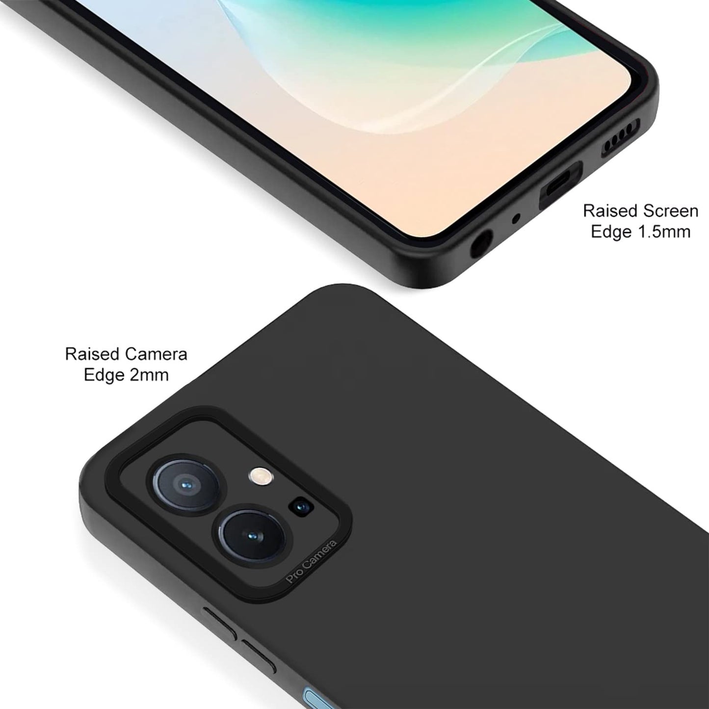 Pikkme Vivo T1 5G / Vivo Y75 5G / iQOO Z6 5G Soft Silicone Case with Camera Bumper Protection | Black