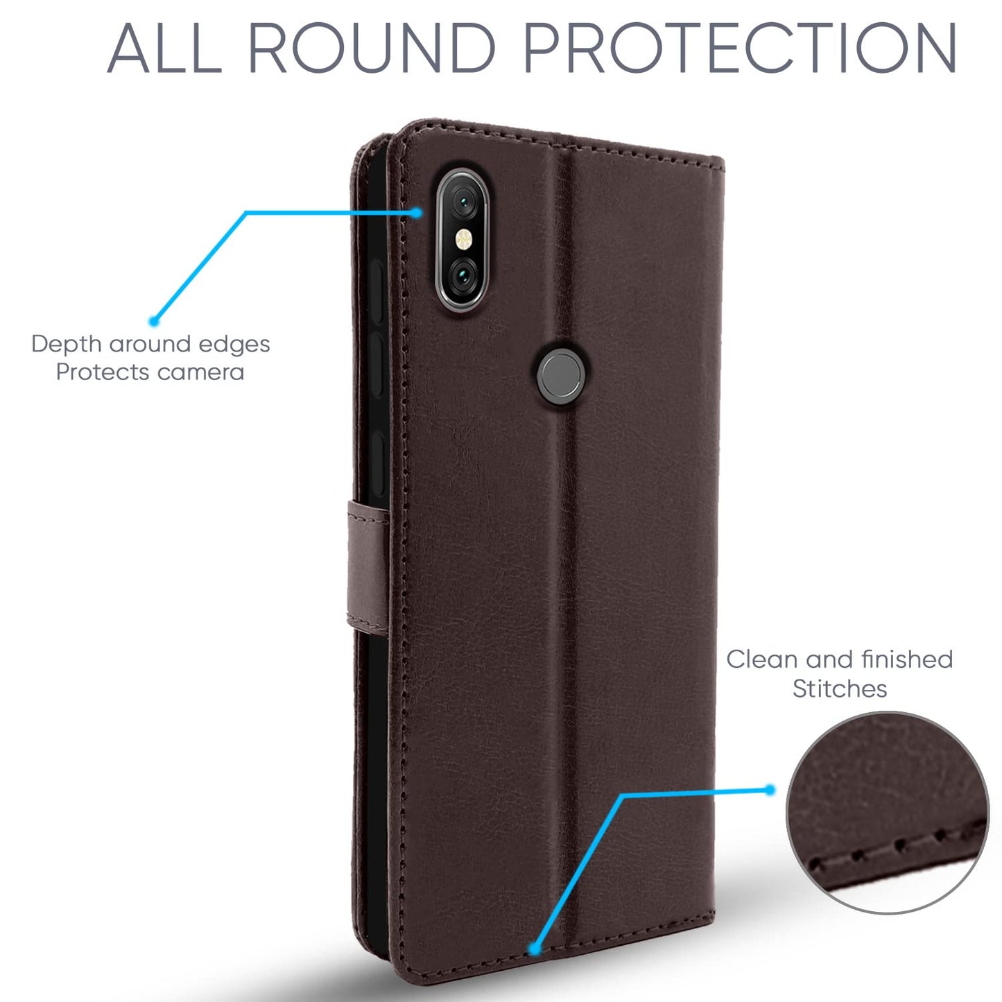 Pikkme Redmi Note 6 Pro Vintage Flip Cover | Coffee