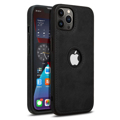 Pikkme iPhone 13 Pro Max Leather Back Case Black