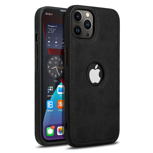 Pikkme iPhone 13 Pro Max Leather Back Case Black