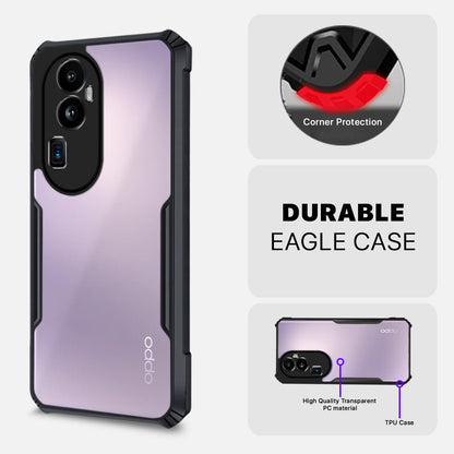 Pikkme Oppo Reno 10 Pro Plus 5G Back Cover Crystal Clear Transparent Back Eagle Case (black)