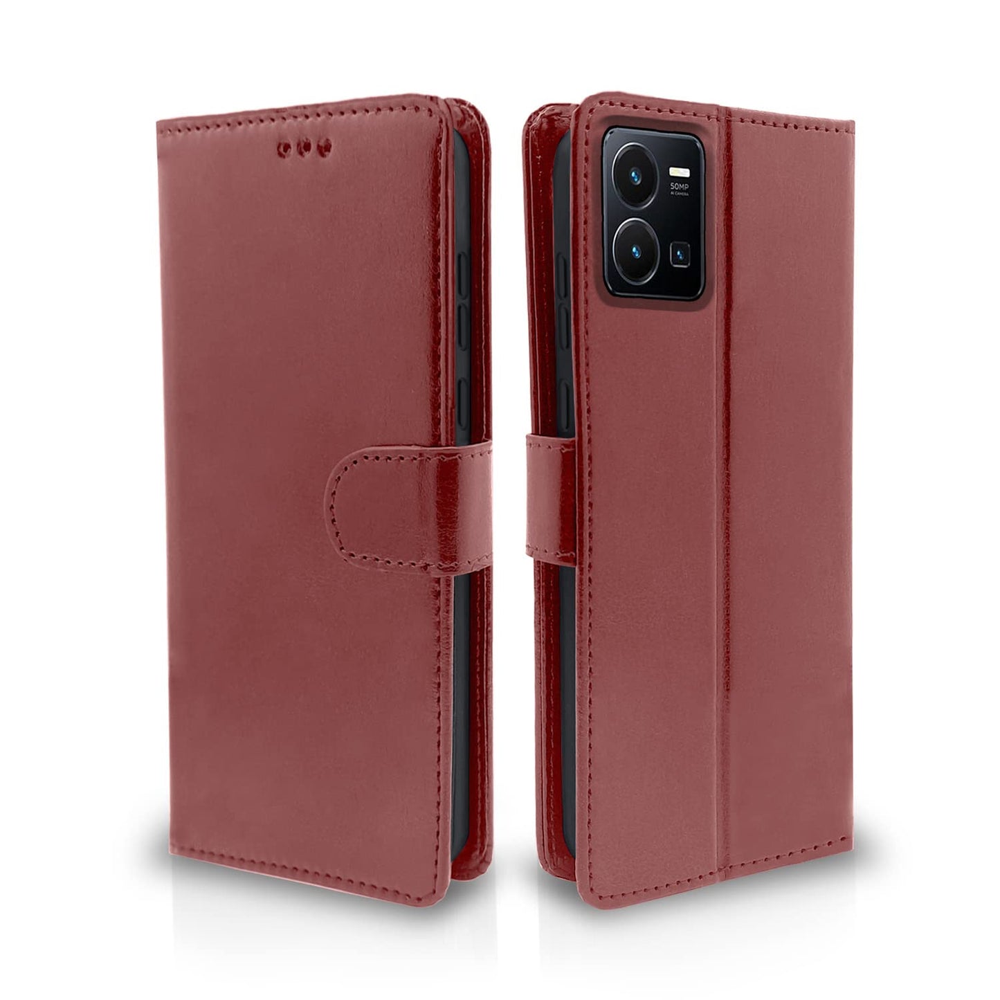 Pikkme Vivo Y35 Vintage Flip Cover | Brown