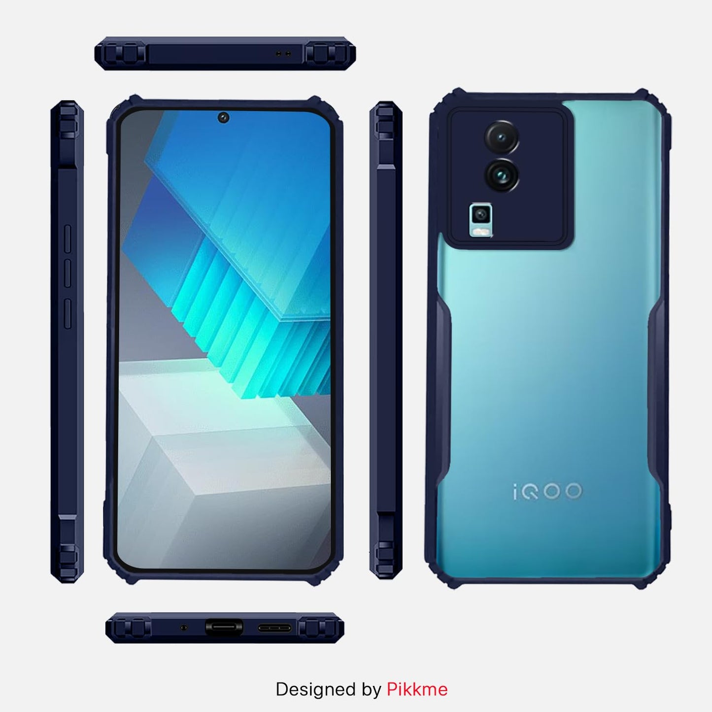 Pikkme iQOO Neo 7 Pro 5G Back Cover Crystal Clear Transparent Back Eagle Case (blue)