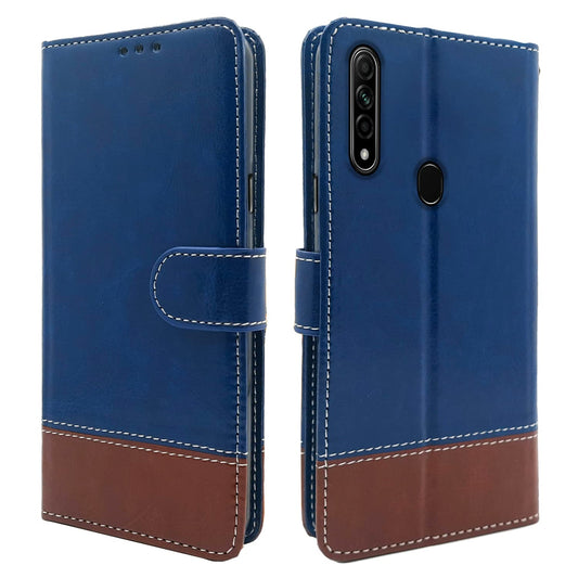 Pikkme Oppo A31 Constrast Flip Cover | Blue & Brown