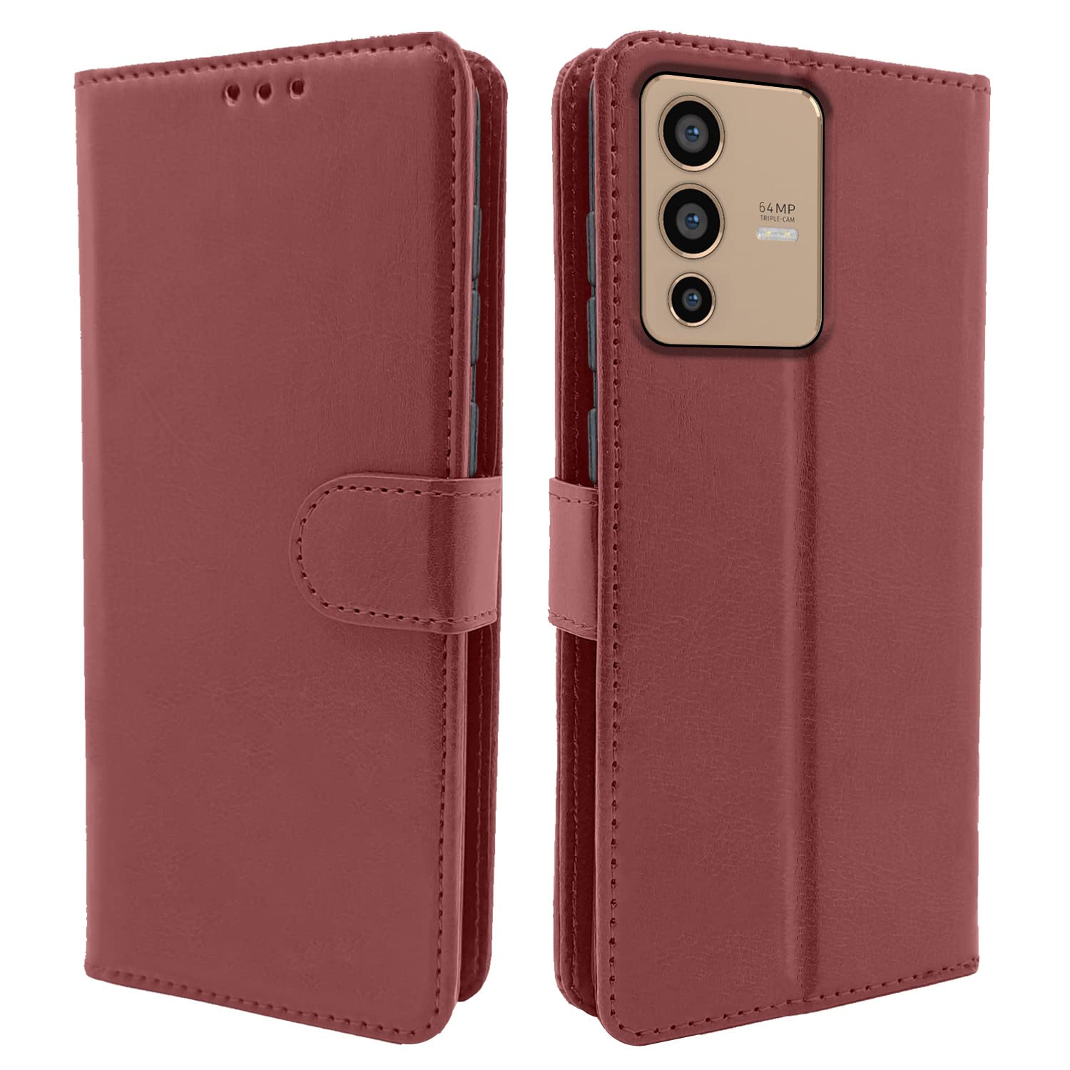 Pikkme Vivo V23 5G Vintage Flip Cover | Brown