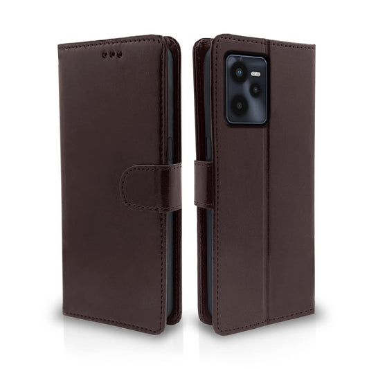 Pikkme Realme C35 Vintage Flip Cover | Coffee