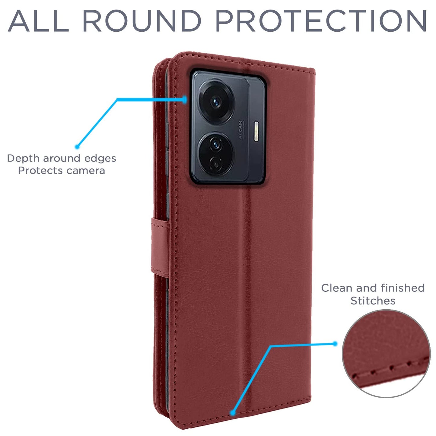 Pikkme Vivo T1 Pro 5G /iQOO Z6 Pro 5G Vintage Flip Cover | Brown