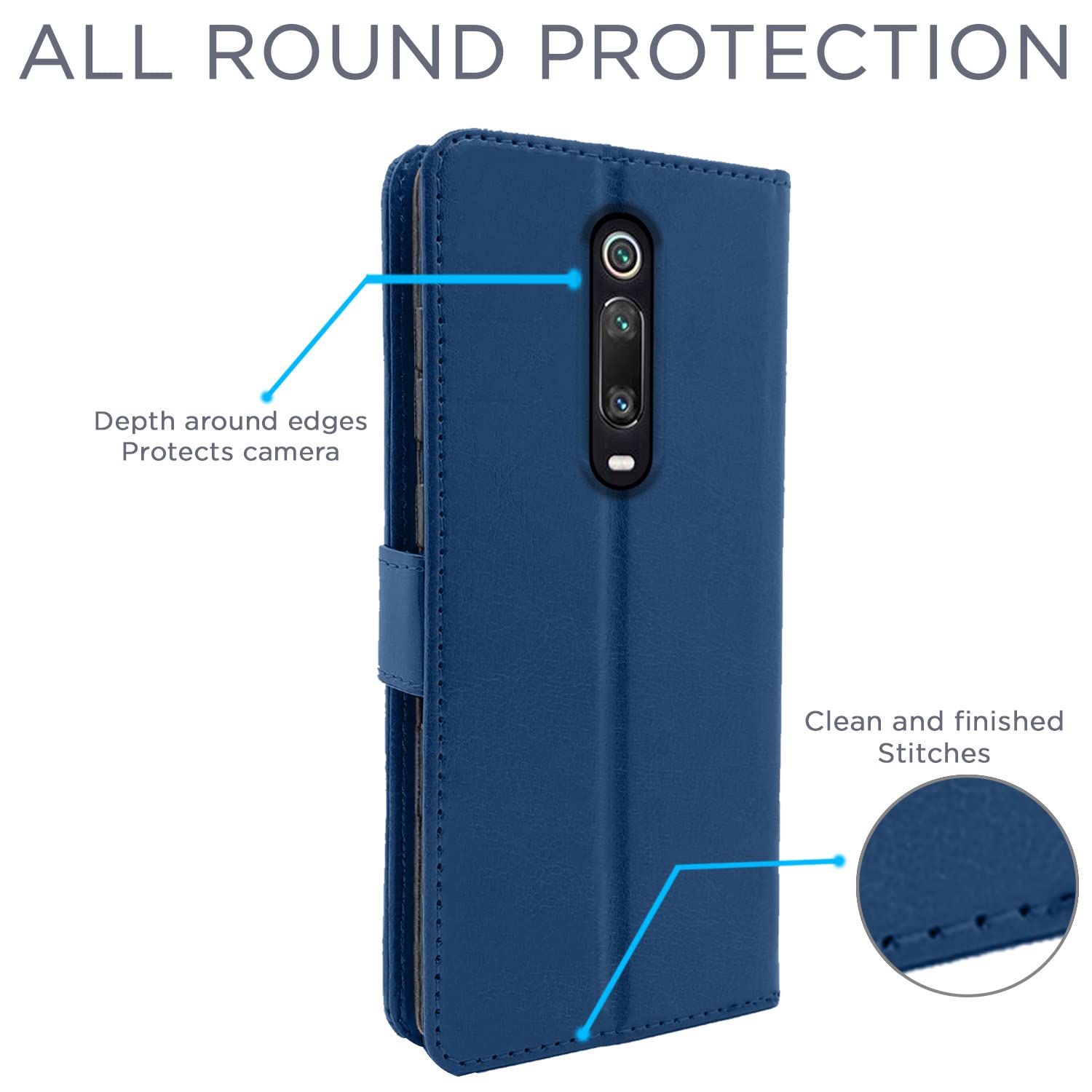 Pikkme Mi Redmi K20 / K20 Pro Vintage Flip Cover | Blue