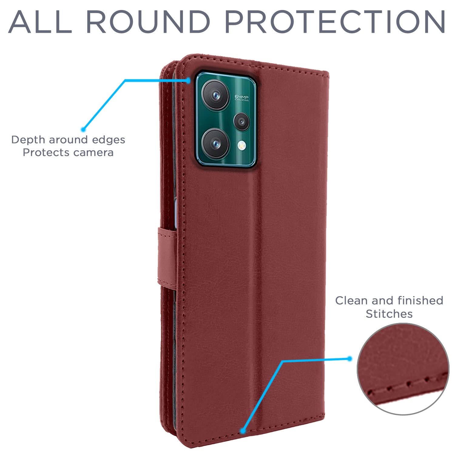 Pikkme Realme 9 Pro Vintage Flip Cover | Brown