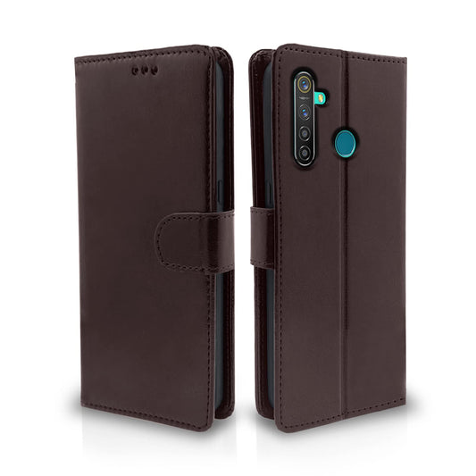 Pikkme Realme 5 Pro Vintage Flip Cover | Coffee