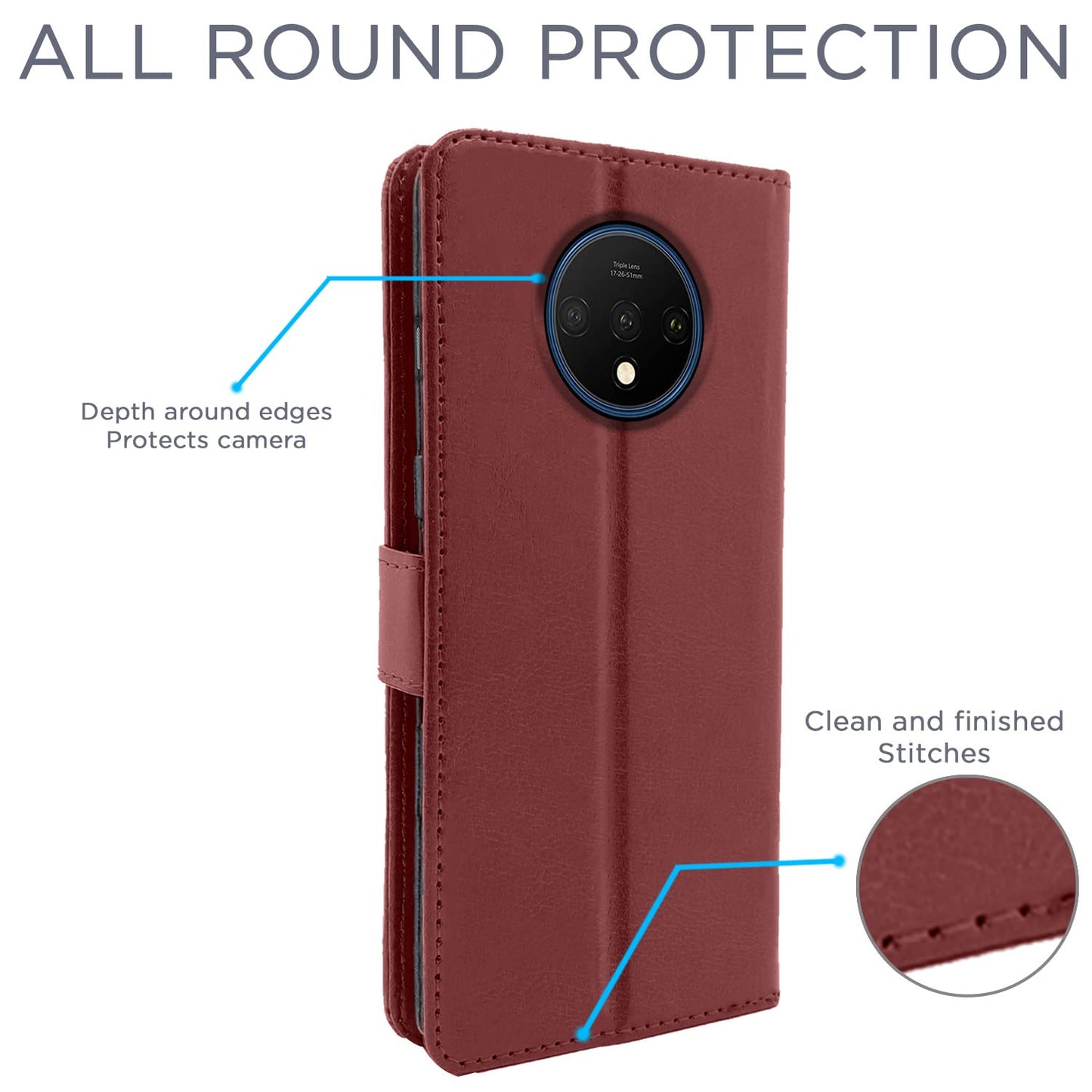 Pikkme OnePlus 7T Vintage Flip Cover | Brown