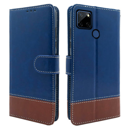 Pikkme Realme C12 / C15 / C25 / C25s / Narzo 20 / 30A Constrast Flip Cover | Blue & Brown