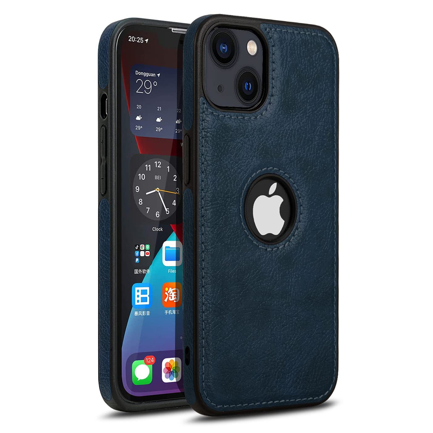 Pikkme iPhone 13 Leather Back Case Blue