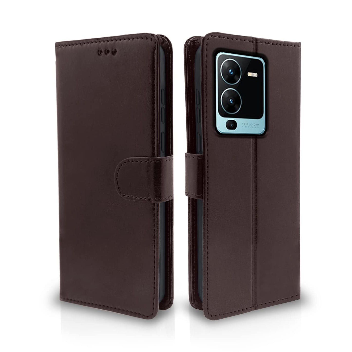 Pikkme Vivo V25 Pro 5G Vintage Flip Cover | Coffee