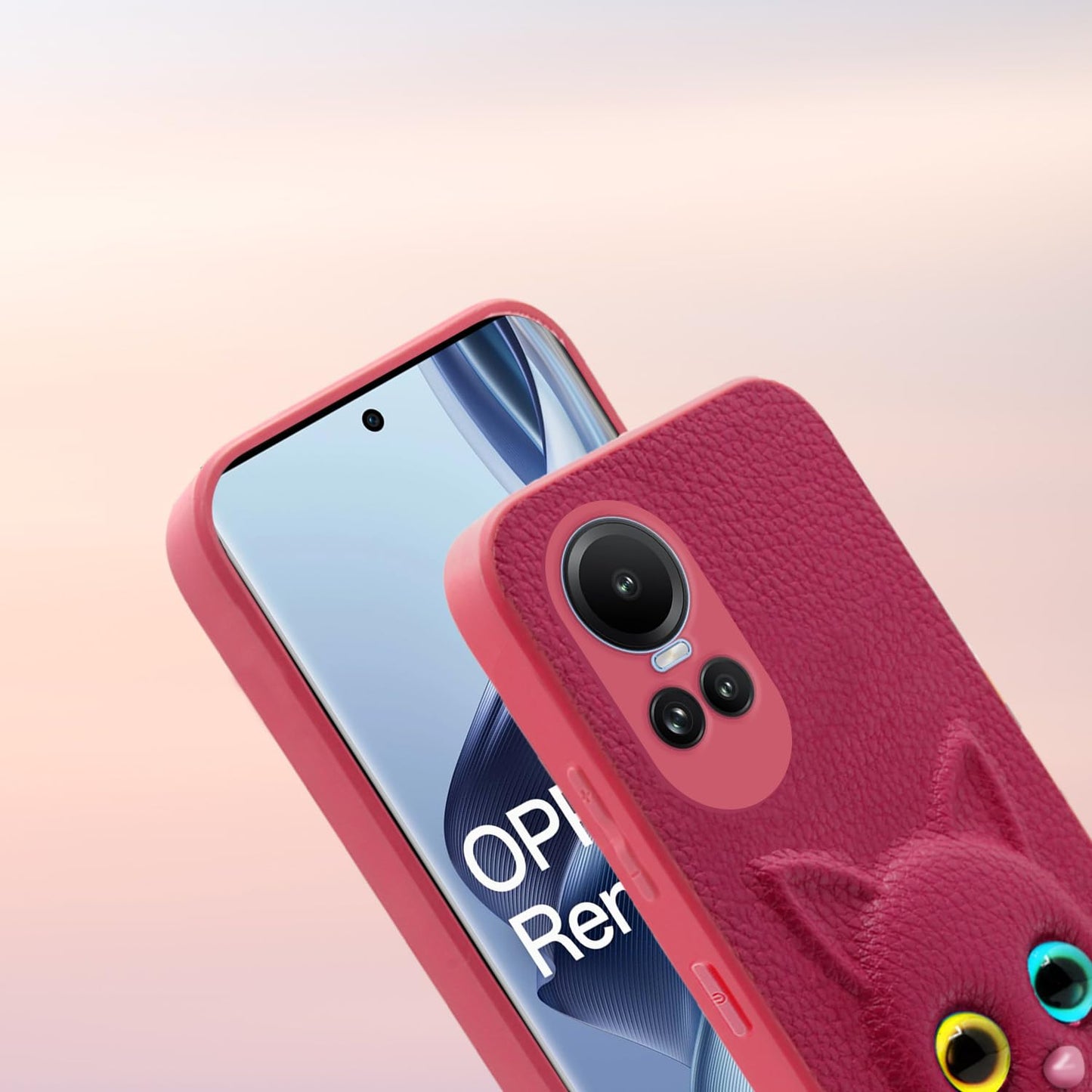 Pikkme Oppo Reno 10 5G Kitty Back Cover (Pink)