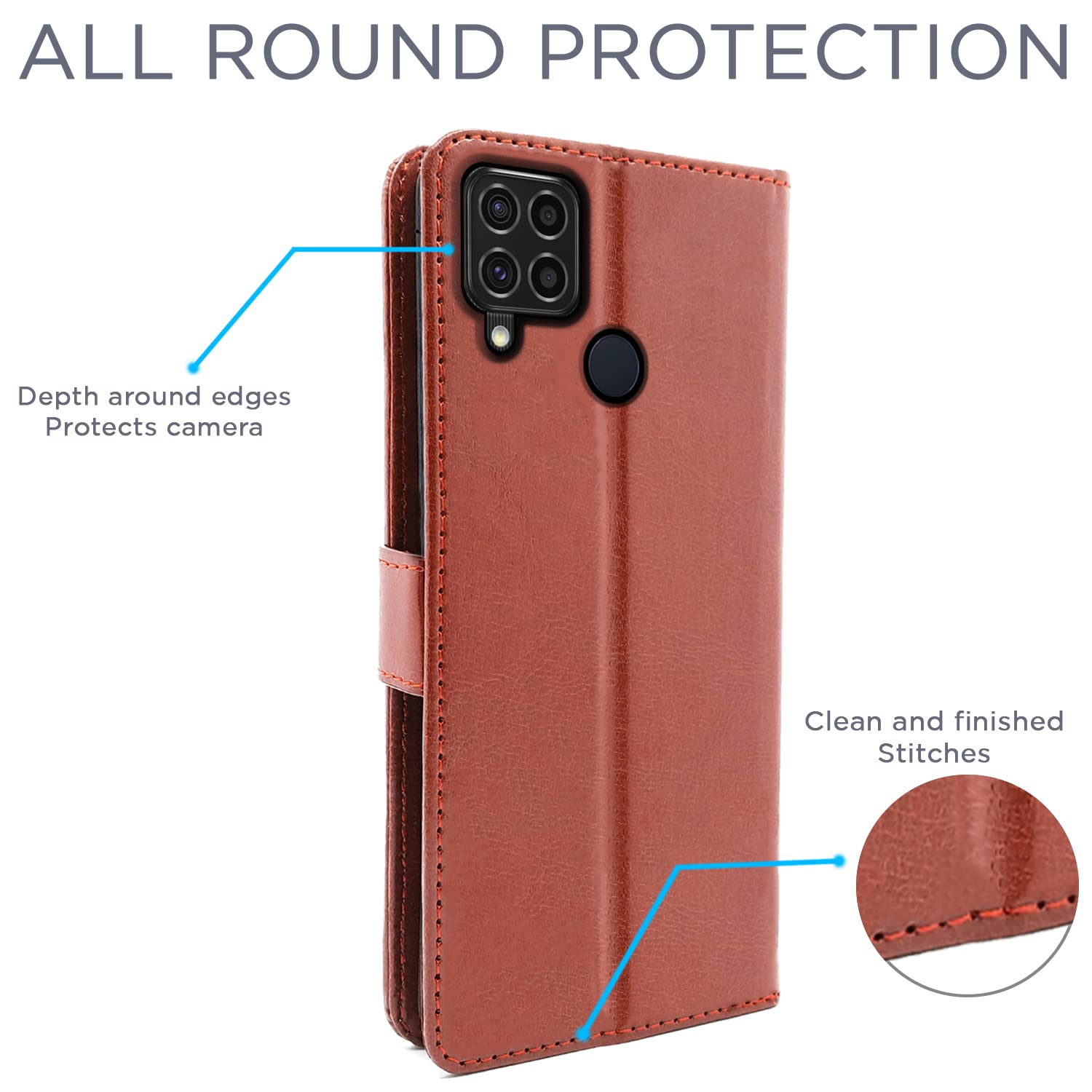 Pikkme Realme C15 Vintage Flip Cover | Brown