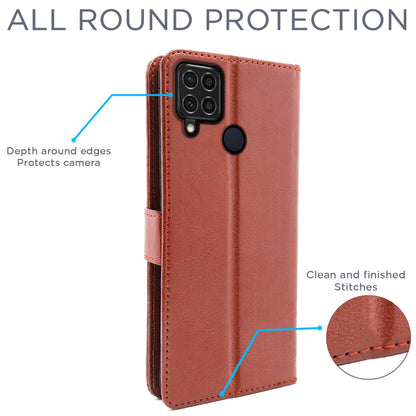 Pikkme Realme C15 Vintage Flip Cover | Brown